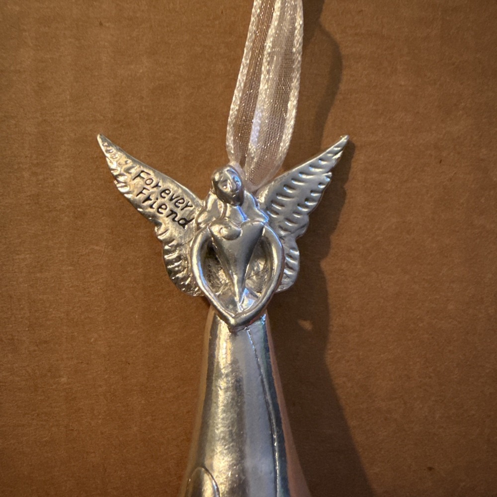 Serenity Silver Metal Friendship Angel Ornament Bell Forever Friend - Picture 5 of 8